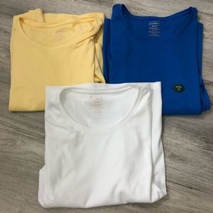 3 LL Bean Womens Basic Top T-shirt 3/4 Sleeve Medium-PET yellow, blue & Ivory